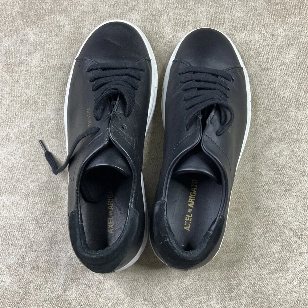 Axel Arigato Clean 90 Sneakers Shoes Leather Black White Gold 98122 Women Sz 6.5